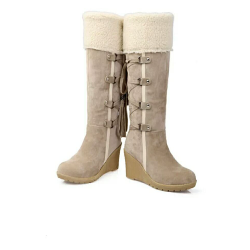 Wedge Heel Winter Boots with Side Zip and Clean Silhouette for Women