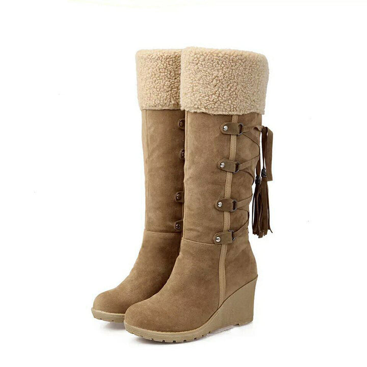 Wedge Heel Winter Boots with Side Zip and Clean Silhouette for Women