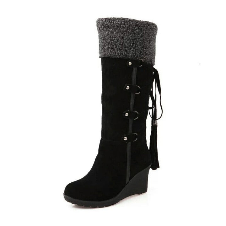 Wedge Heel Winter Boots with Side Zip and Clean Silhouette for Women
