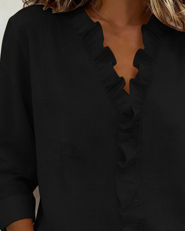 Women's Ruffle V-Neck Blouse