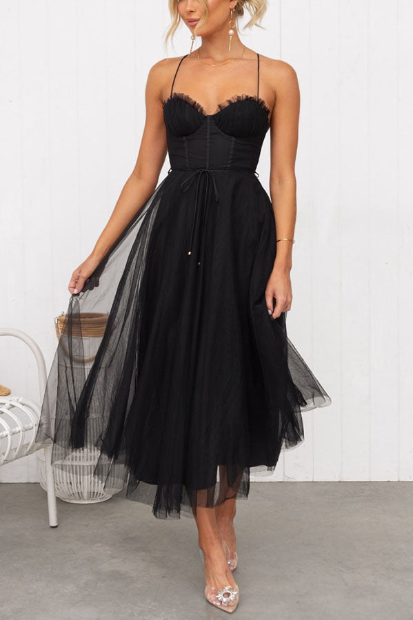 Florence | Wedding Guest Midi Dress Corset Tulle Skirt
