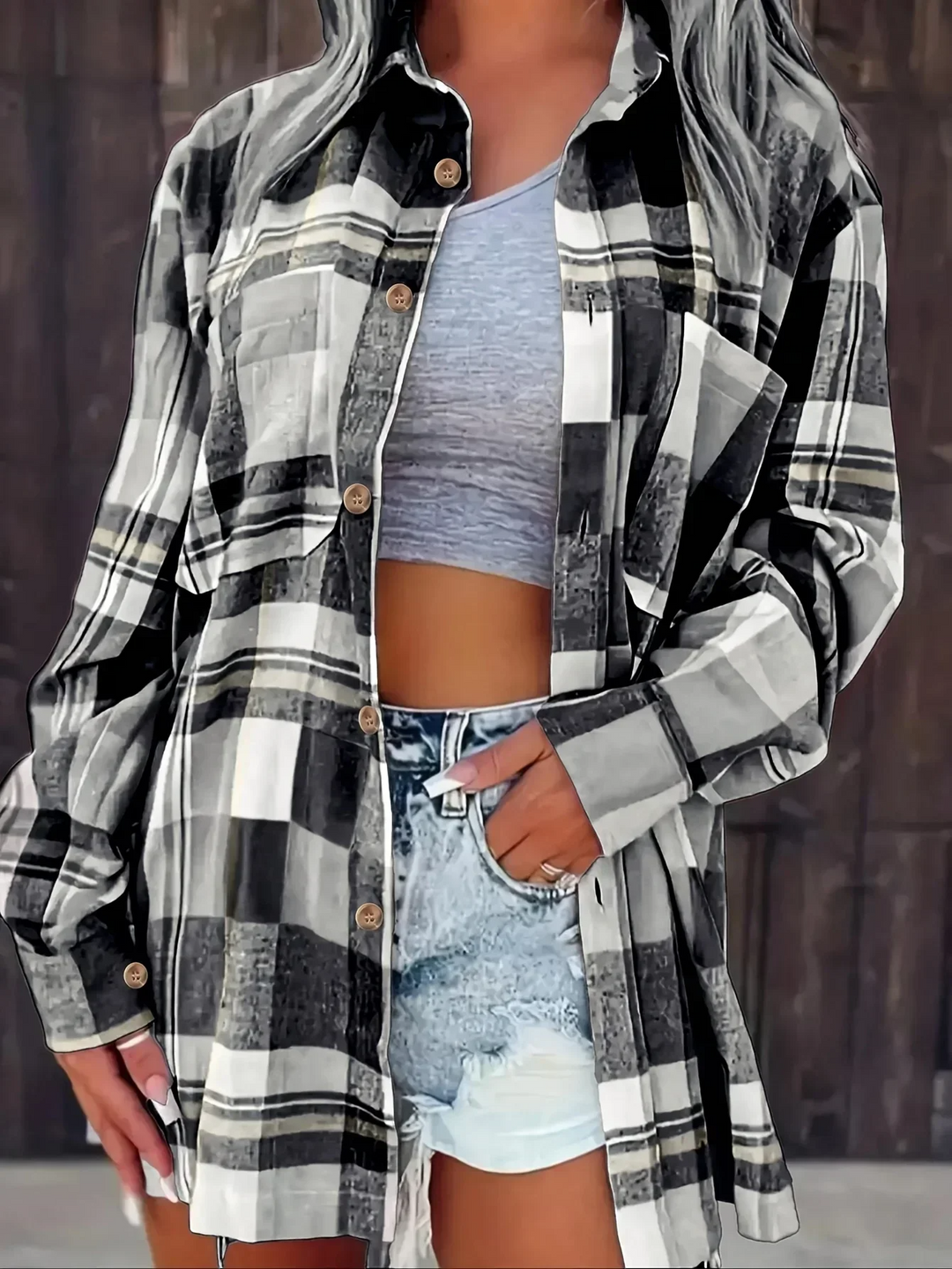 Women's Oversized Plaid Flannel Shirt