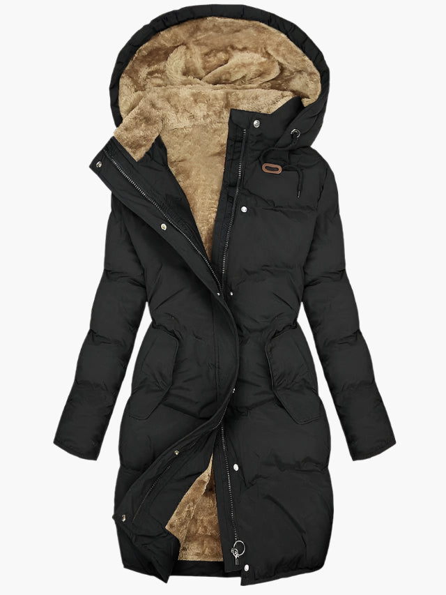 Quilted Hooded Winter Coat with Long Cut for Women