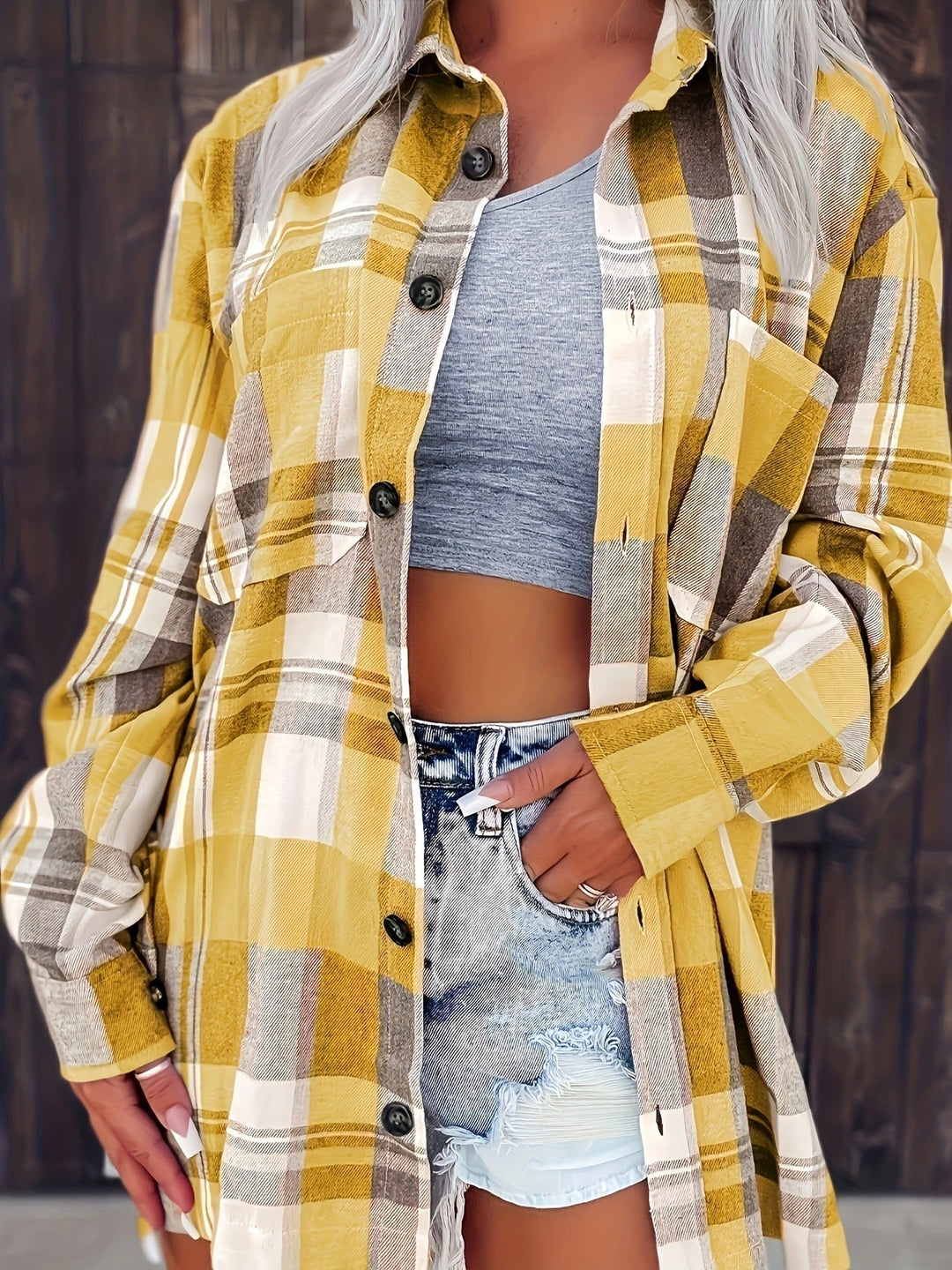 Women's Oversized Plaid Flannel Shirt
