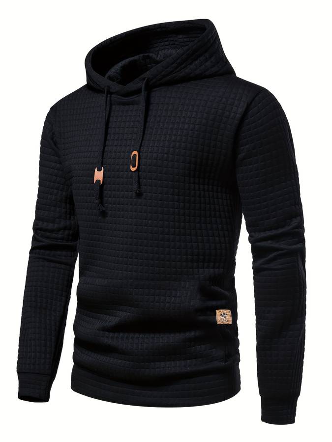 Waffle Pattern Hoodie with Relaxed Everyday Design for Men