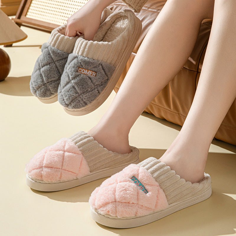 Winter Slipper Shoes with Enclosed Design and Textured Sole for Women