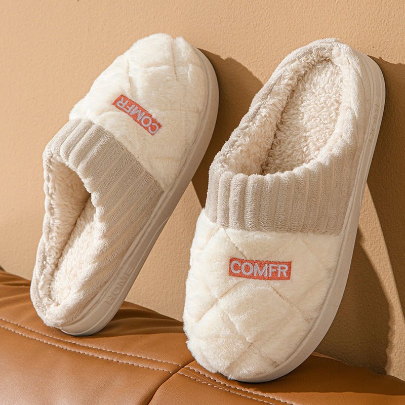 Winter Slipper Shoes with Enclosed Design and Textured Sole for Women
