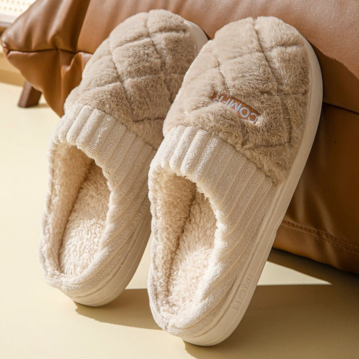 Winter Slipper Shoes with Enclosed Design and Textured Sole for Women
