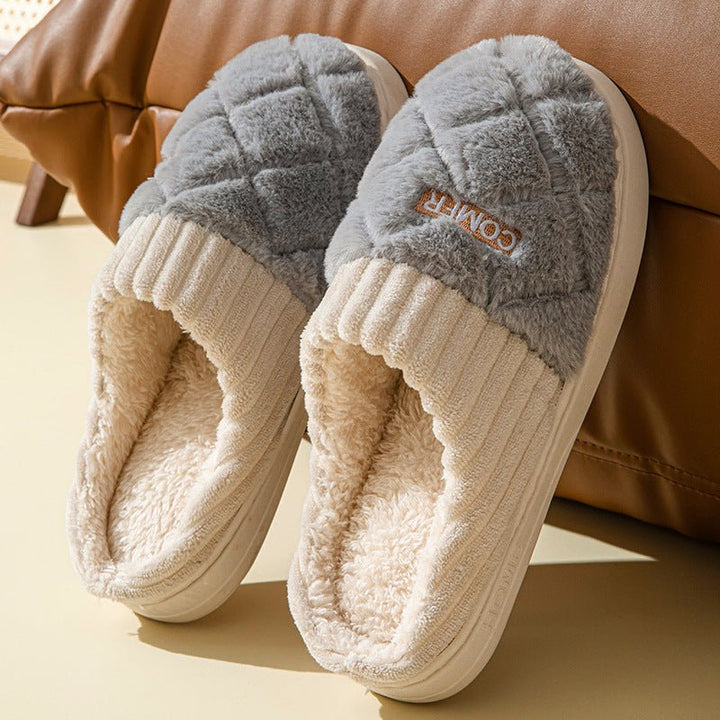 Winter Slipper Shoes with Enclosed Design and Textured Sole for Women