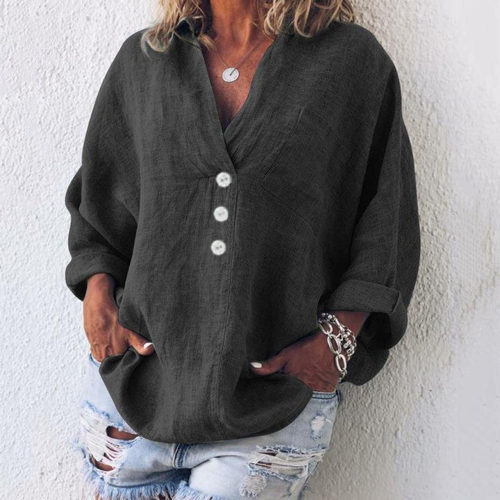Women's Button Down V-Neck Blouse