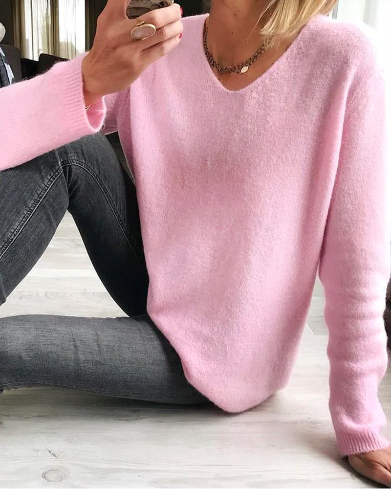 Women's V-Neck Long Sleeve Sweater