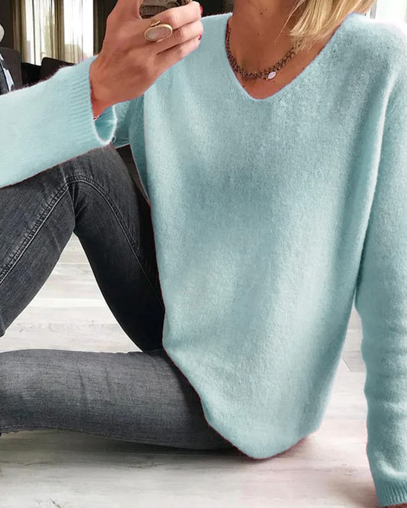 Women's V-Neck Long Sleeve Sweater