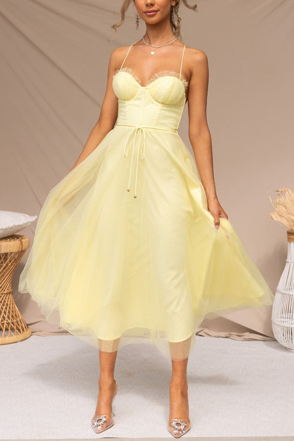 Florence | Wedding Guest Midi Dress Corset Tulle Skirt