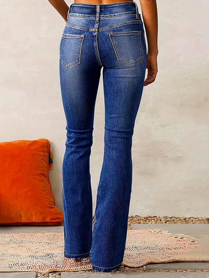 High Waist Flared Jeans with Wide Leg Shape for Women