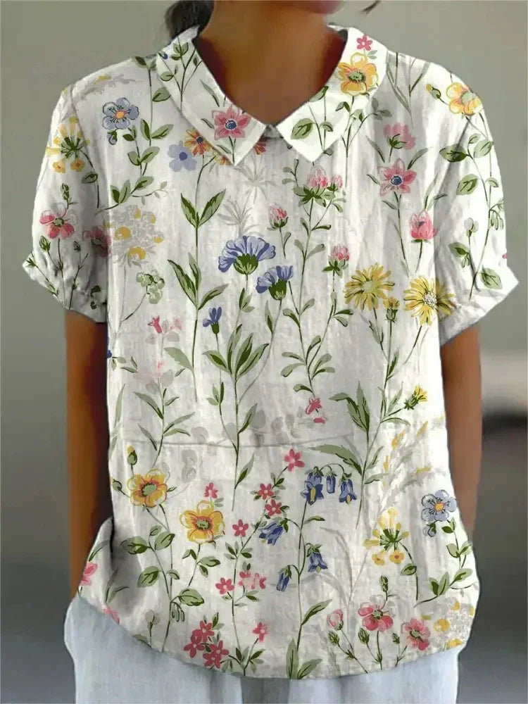 Women's vintage flower pattern blouse | Casual 2