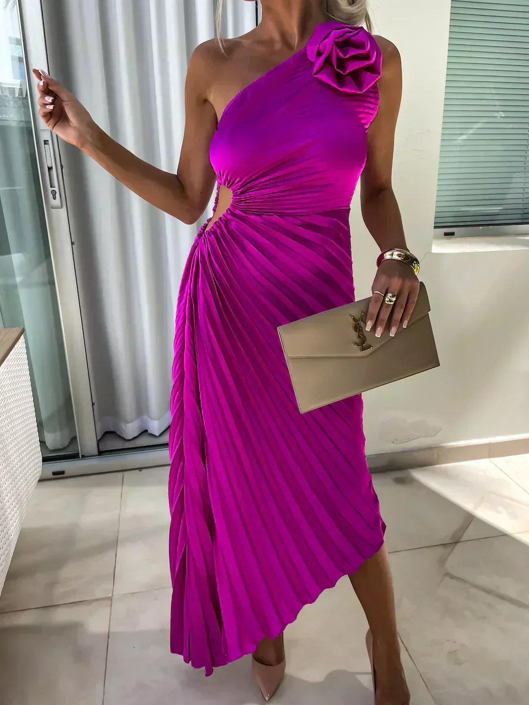 Women's Garden Floral Wedding Guest Midi Dress