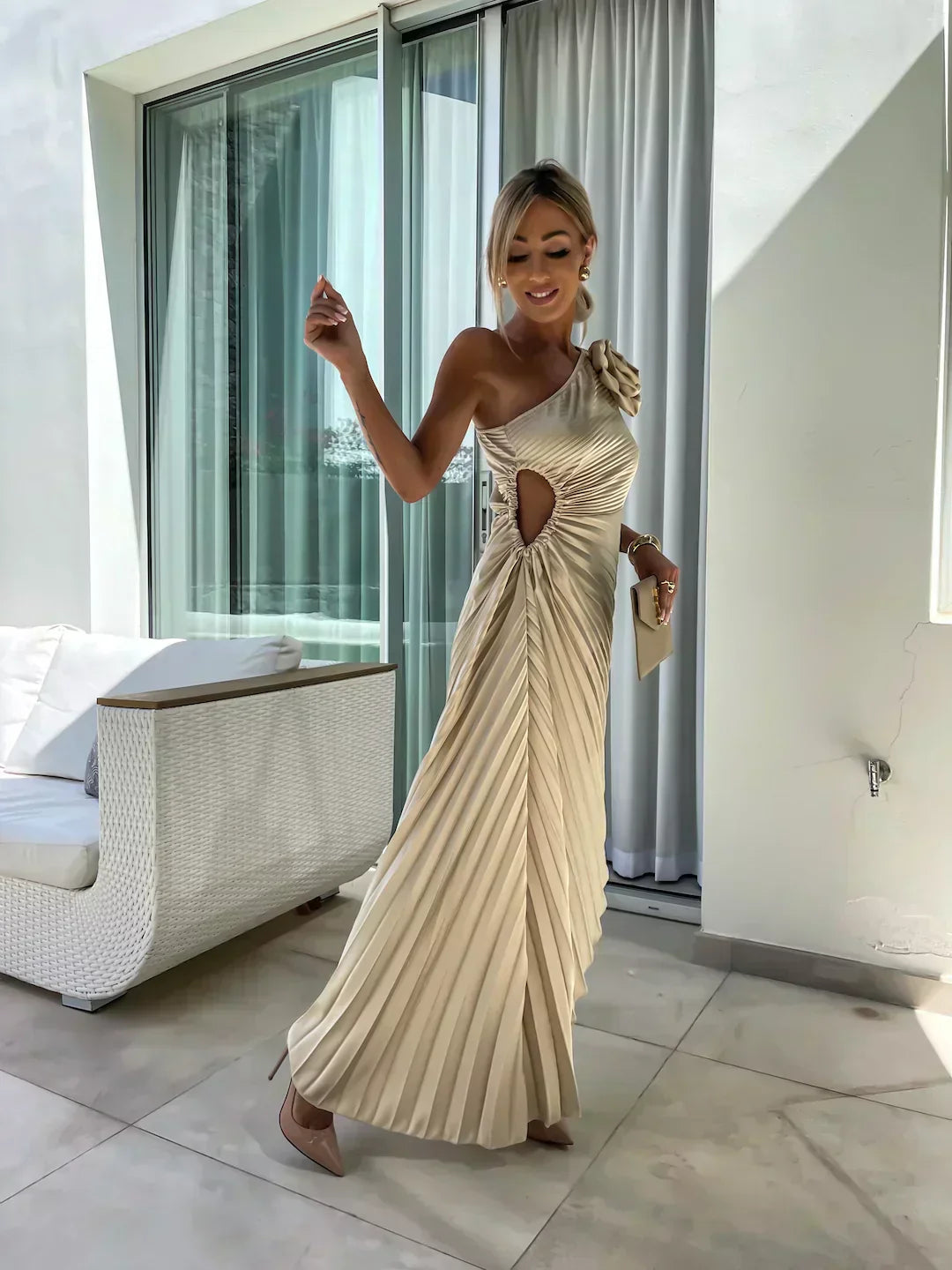 Women's Garden Floral Wedding Guest Midi Dress