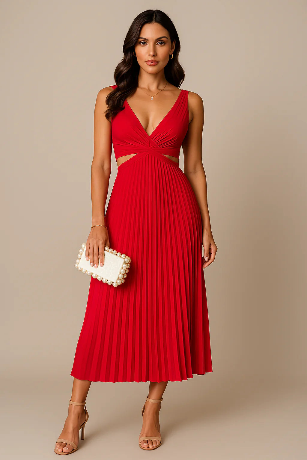 Elegant pleated blind evening dress for women | Midi 4