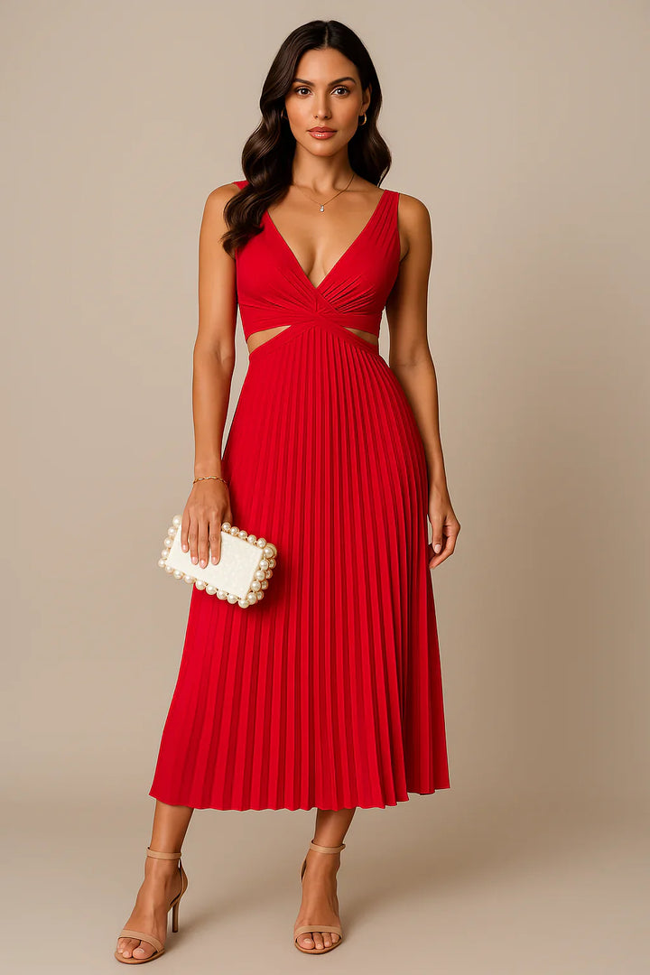 Elegant pleated blind evening dress for women | Midi 4