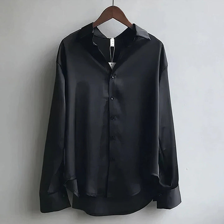 Women's Satin Button-Down Blouse