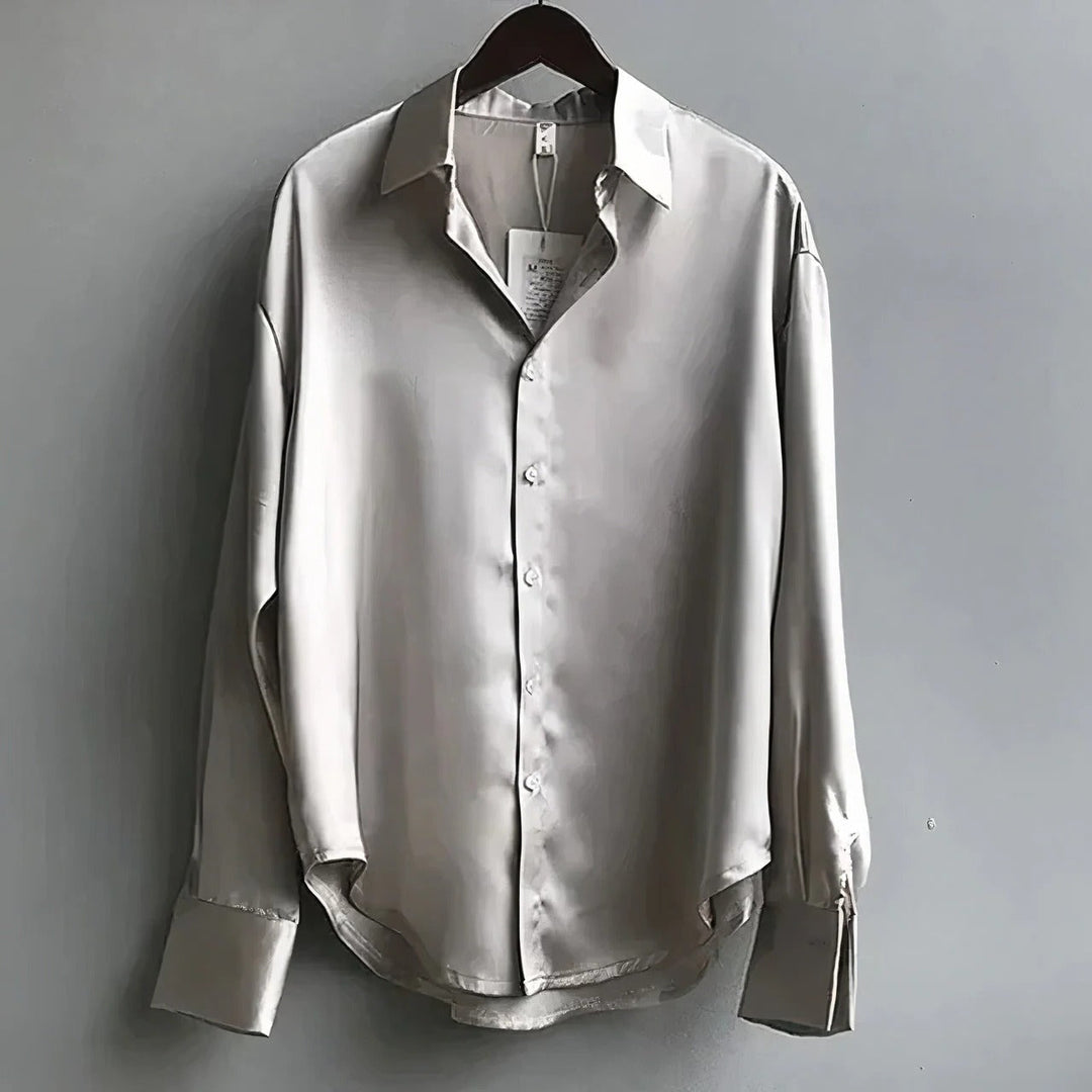 Women's Satin Button-Down Blouse