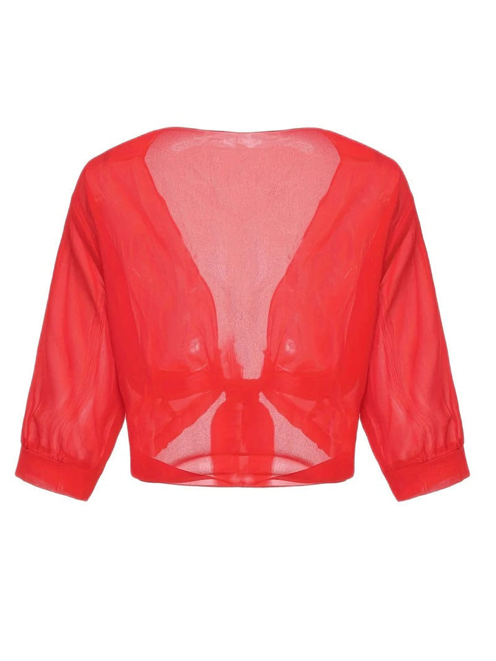Women's Tie Front Sheer Blouse