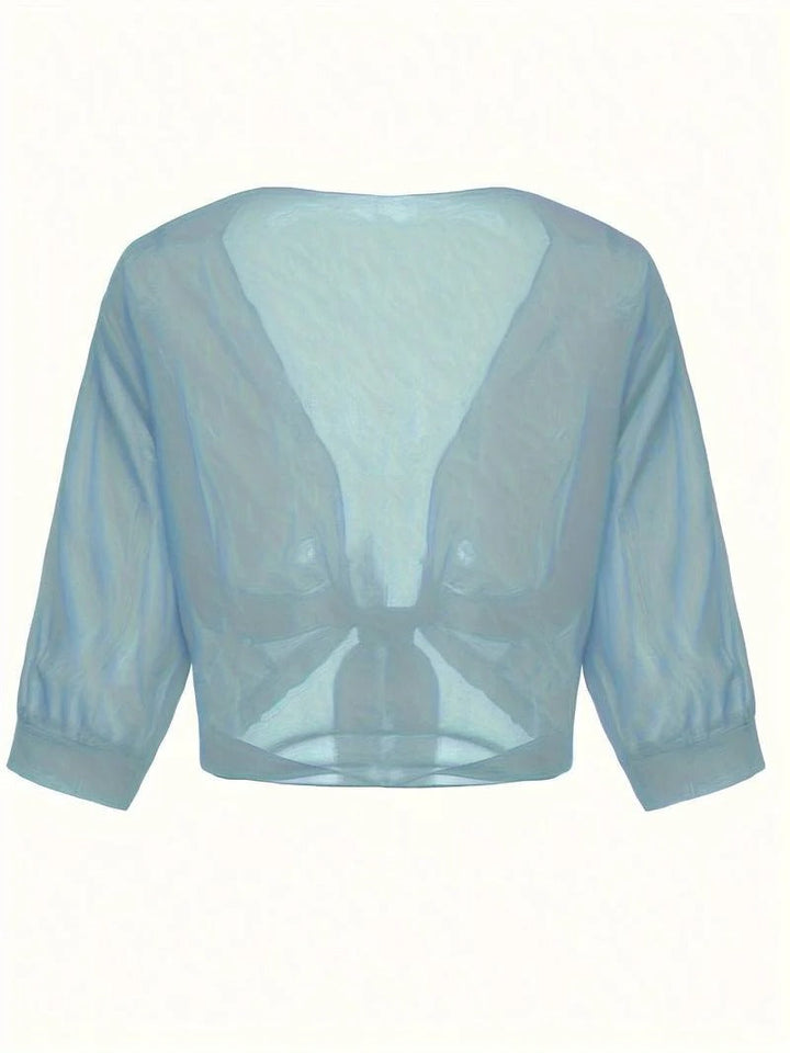 Women's Tie Front Sheer Blouse