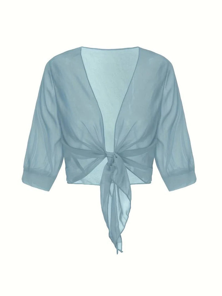 Women's Tie Front Sheer Blouse