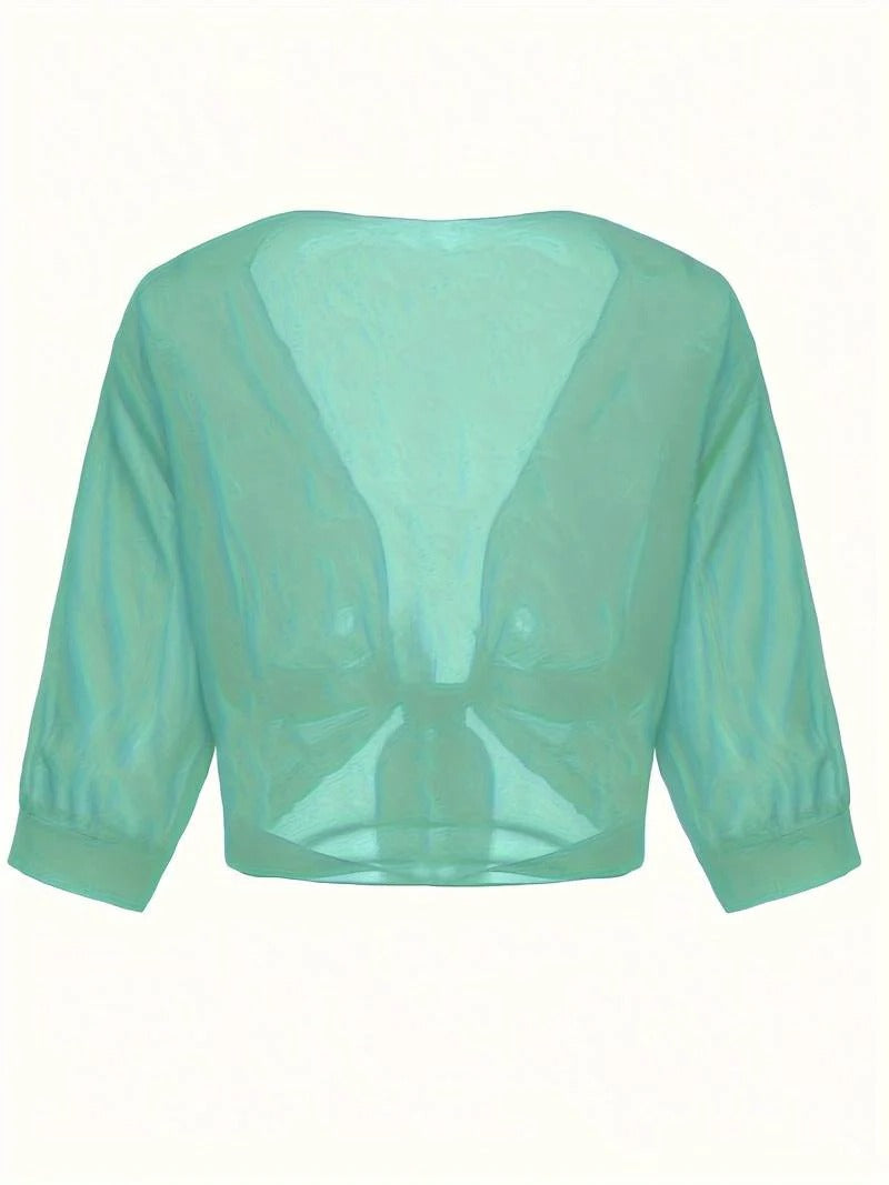 Women's Tie Front Sheer Blouse