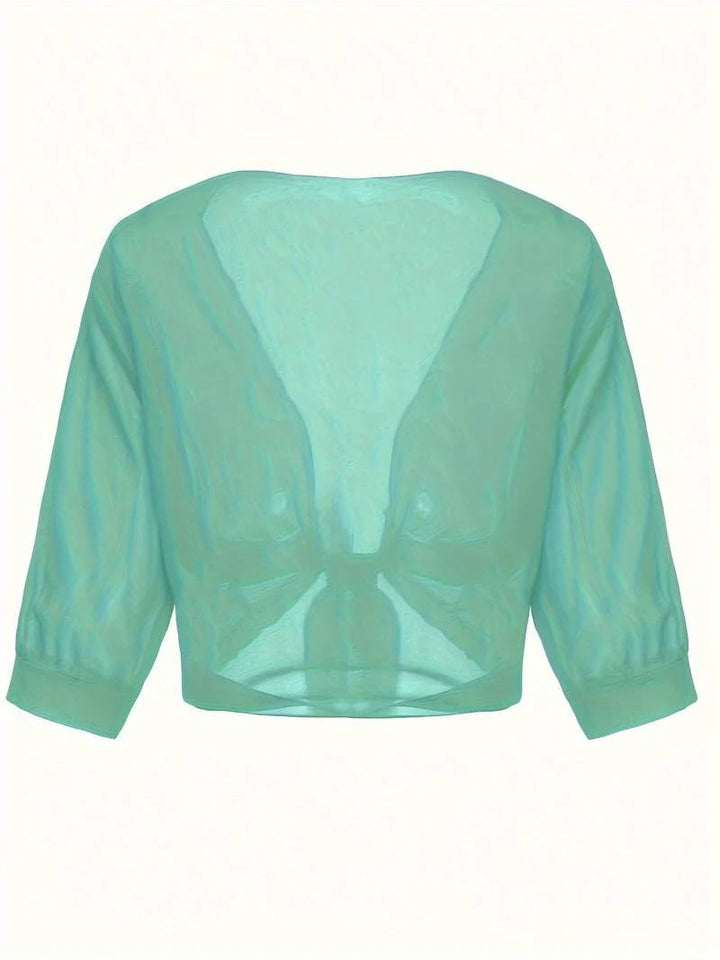 Women's Tie Front Sheer Blouse