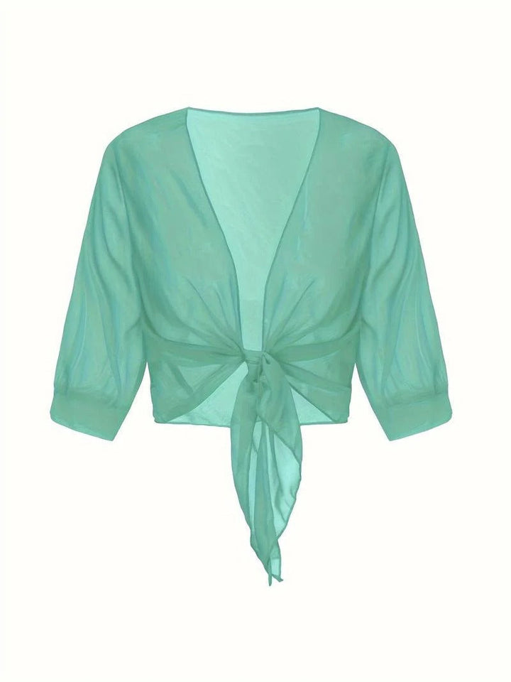 Women's Tie Front Sheer Blouse