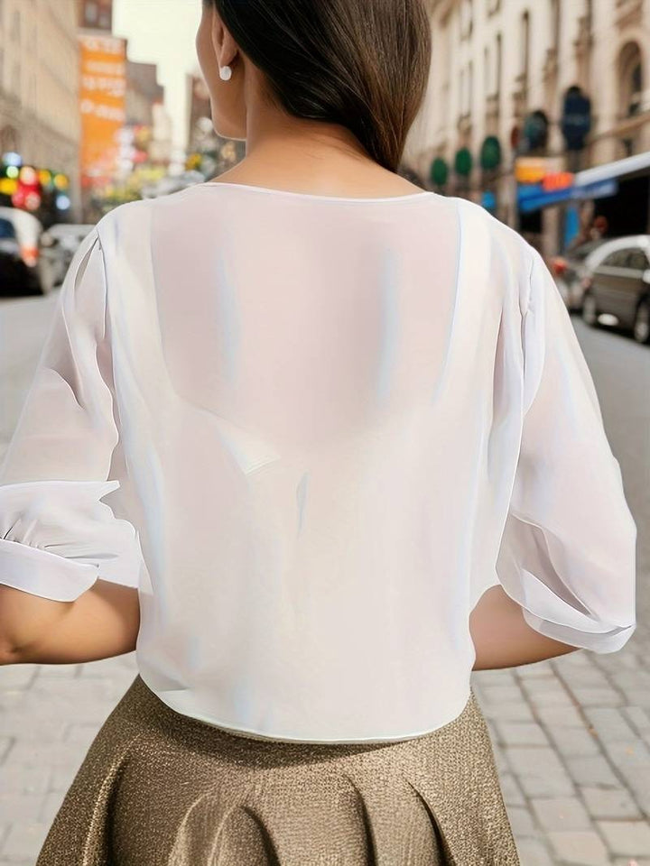 Women's Tie Front Sheer Blouse