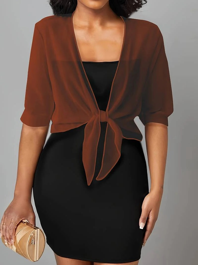 Women's Tie Front Sheer Blouse