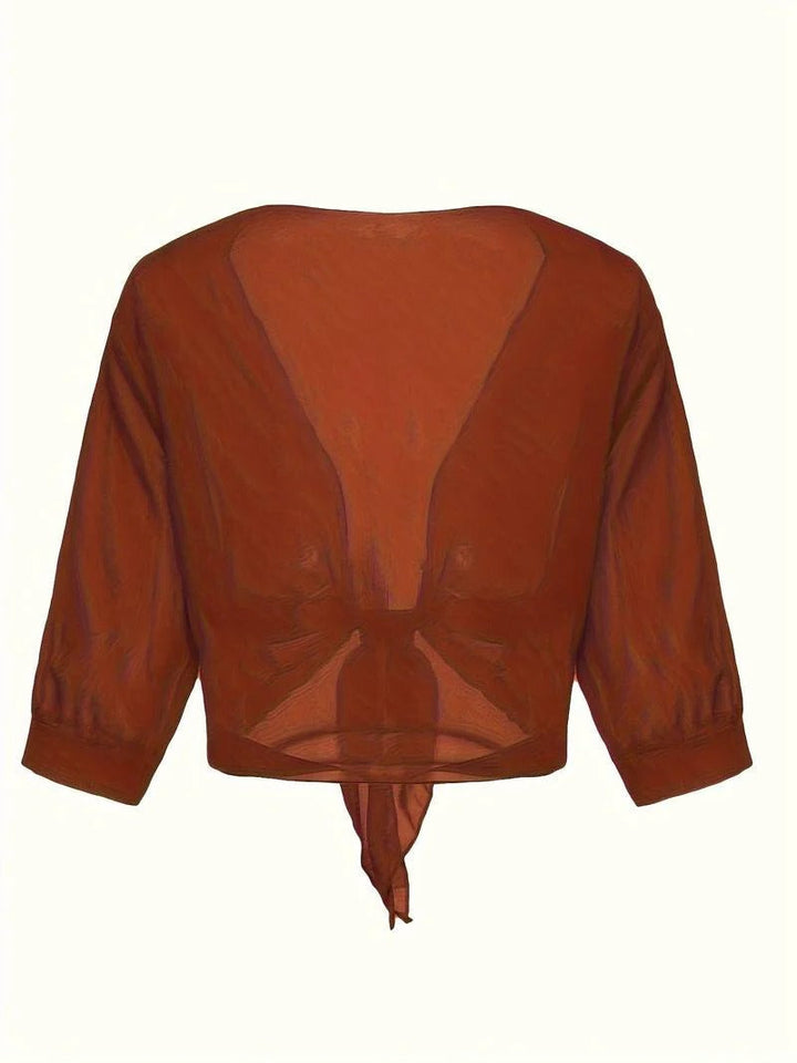 Women's Tie Front Sheer Blouse