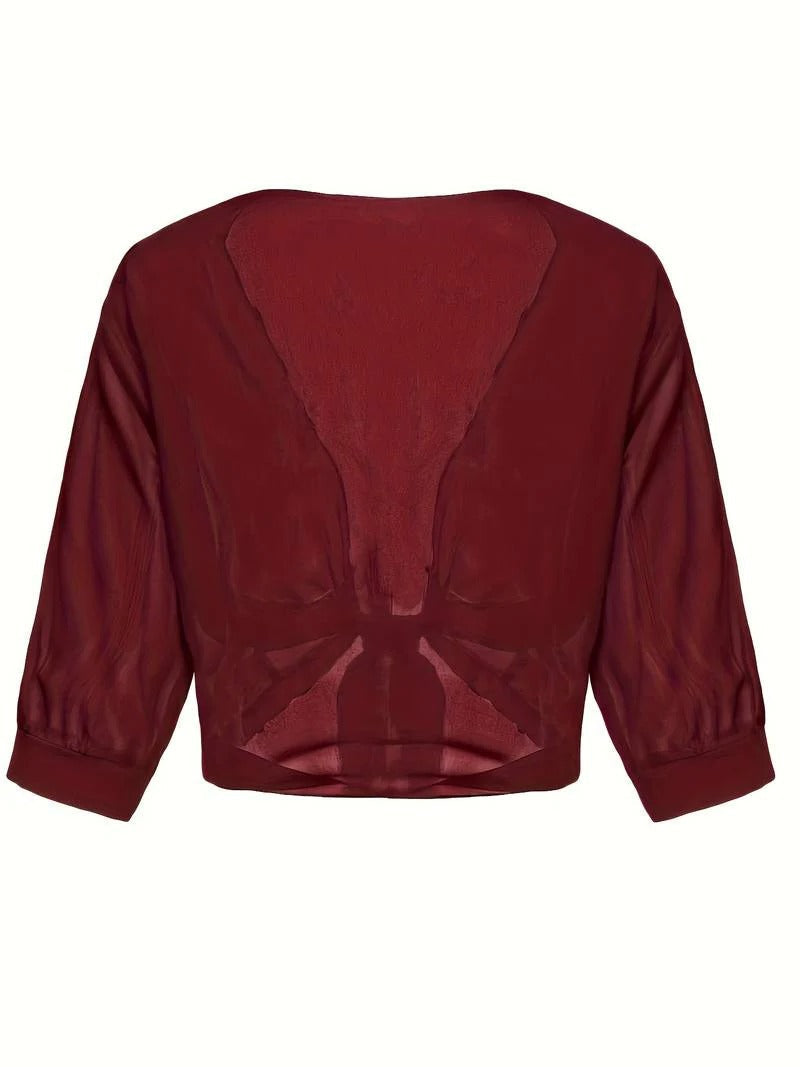 Women's Tie Front Sheer Blouse