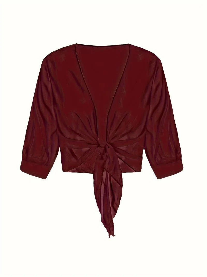 Women's Tie Front Sheer Blouse