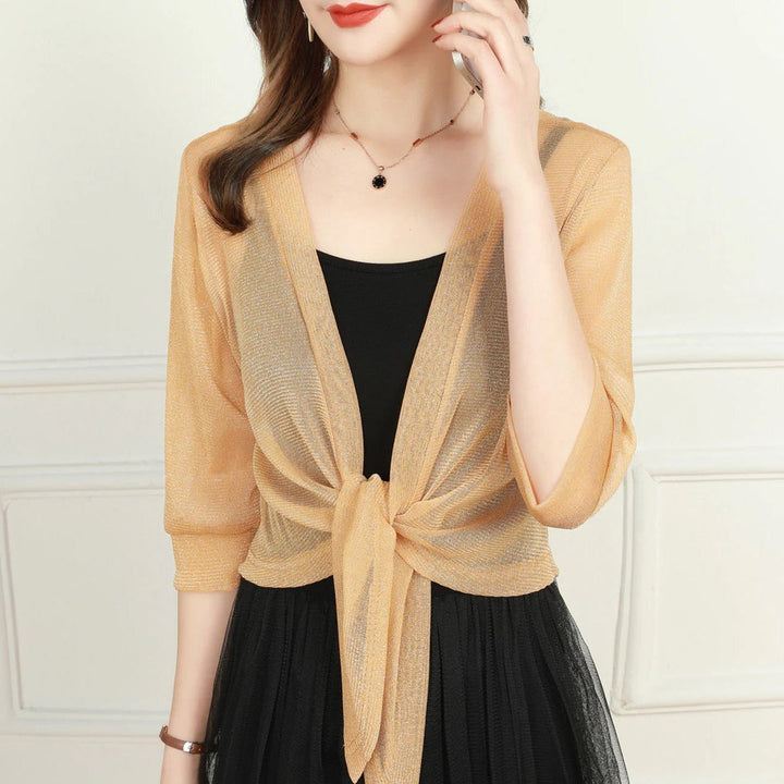 Women's Tie Front Sheer Blouse