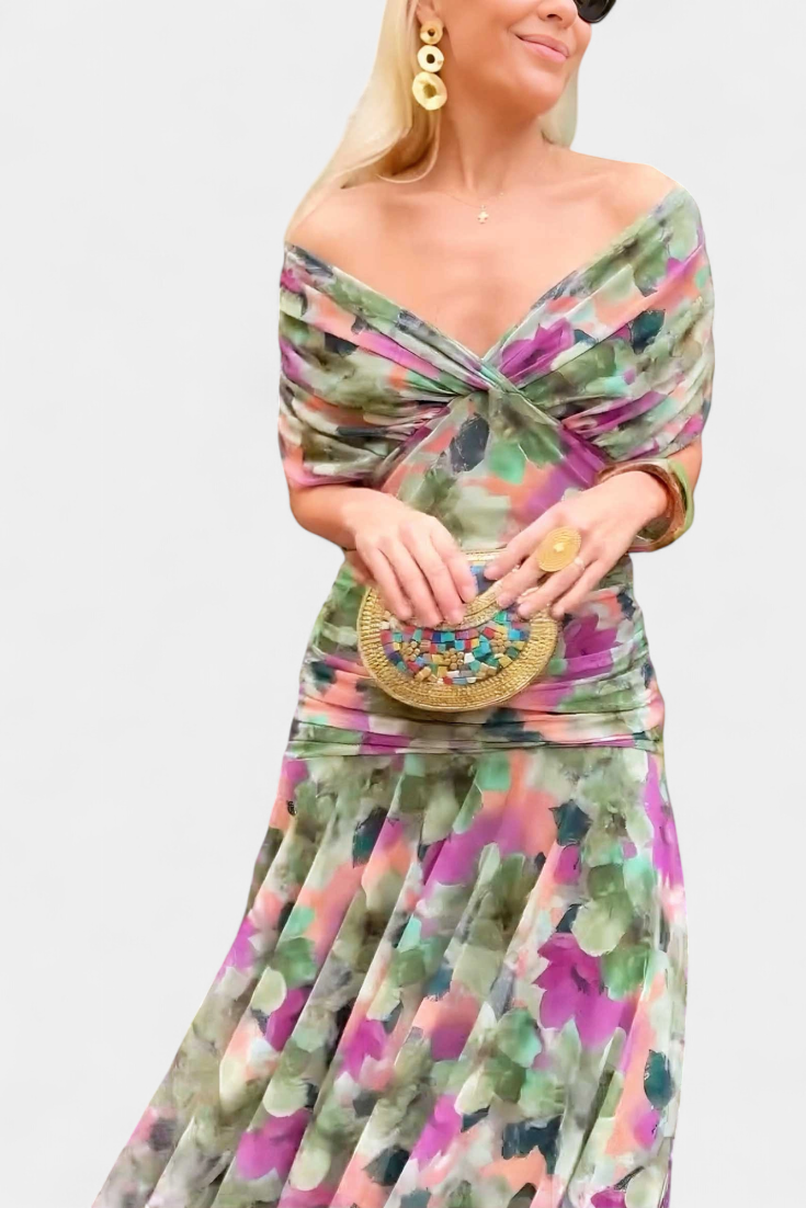 Women's Floral V-Neck Maxi Dress
