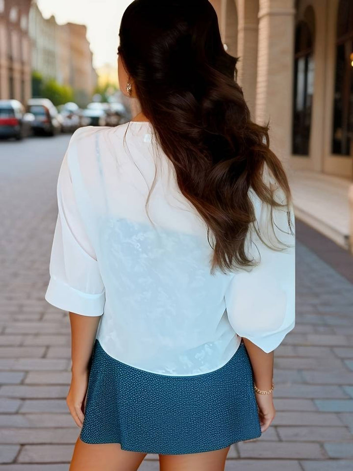 Women's Tie Front Sheer Blouse