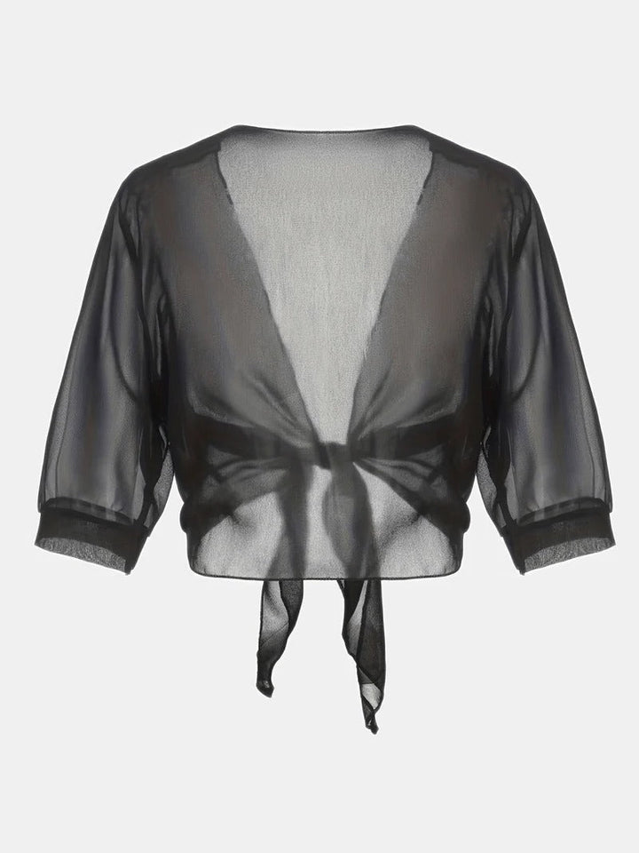 Women's Tie Front Sheer Blouse