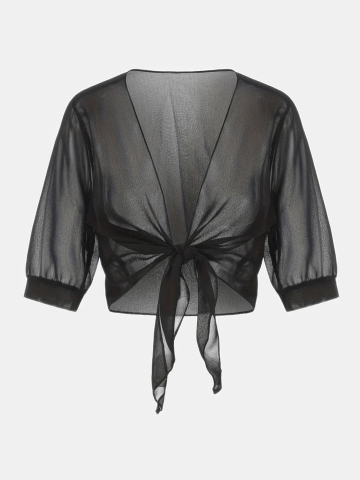 Women's Tie Front Sheer Blouse