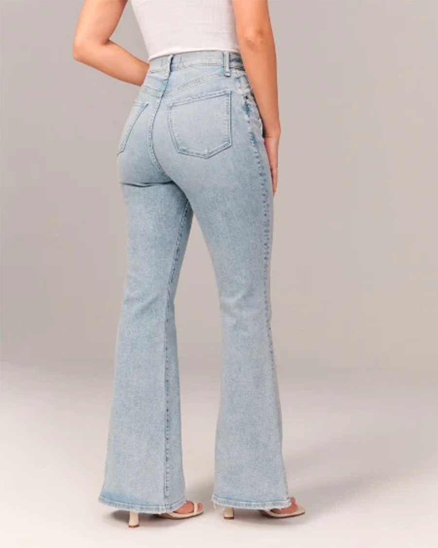 High Waist Flared Jeans with Wide Leg Silhouette for Women