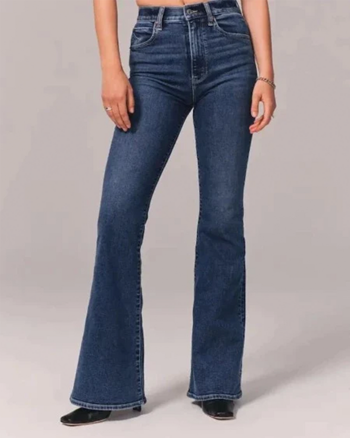 High Waist Flared Jeans with Wide Leg Silhouette for Women