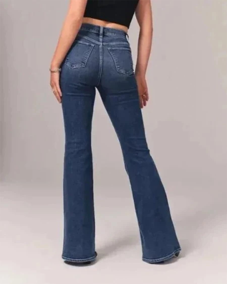 High Waist Flared Jeans with Wide Leg Silhouette for Women