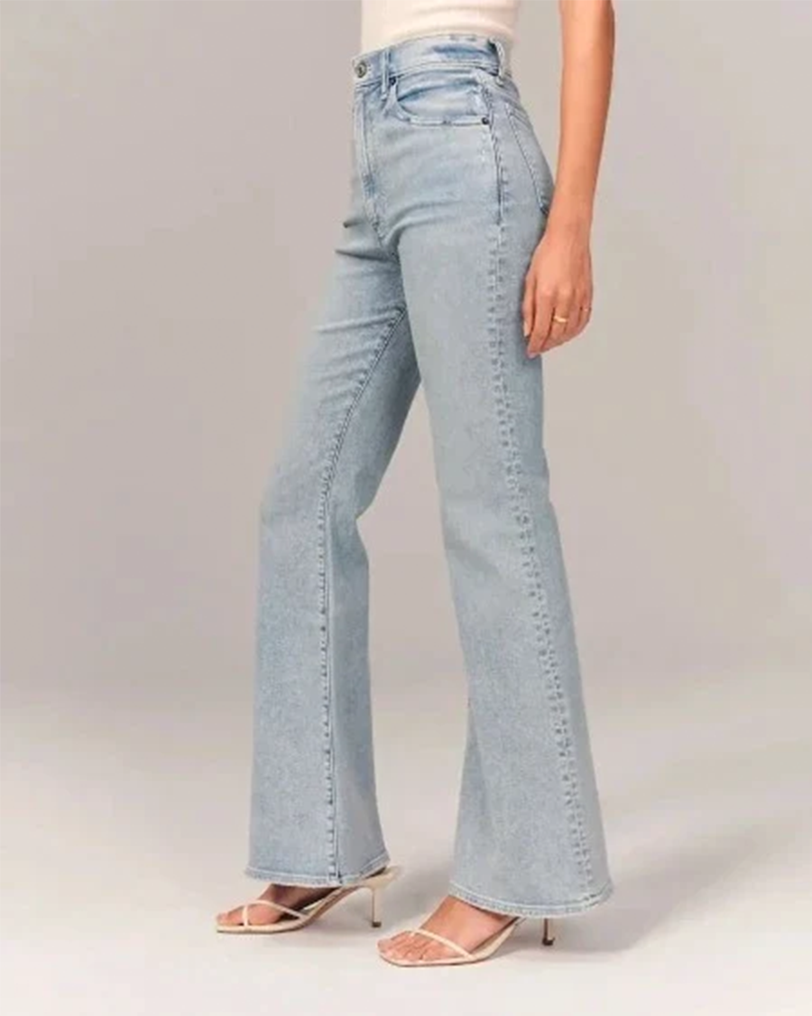 High Waist Flared Jeans with Wide Leg Silhouette for Women