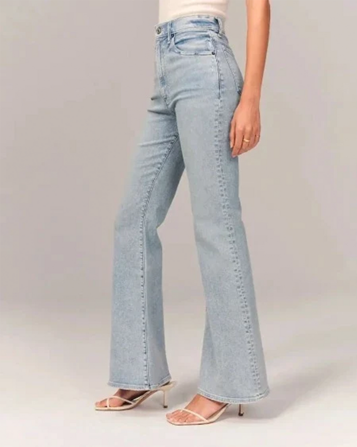 High Waist Flared Jeans with Wide Leg Silhouette for Women