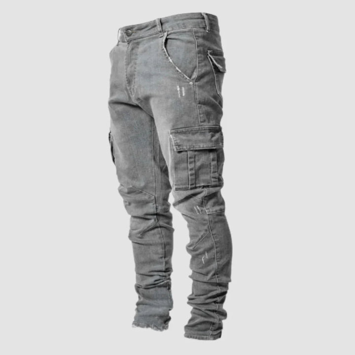 Multi Pocket Cargo Trousers with Straight Cut for Men