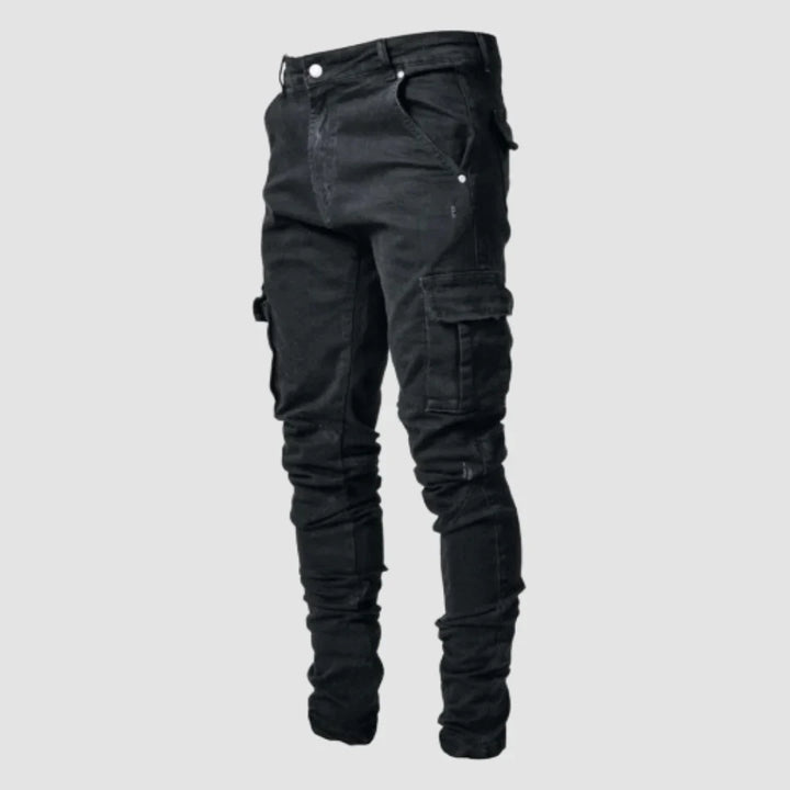 Multi Pocket Cargo Trousers with Straight Cut for Men