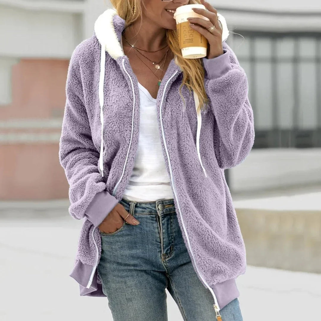 Zip Hoodie with Relaxed Fit and Hooded Design for Women