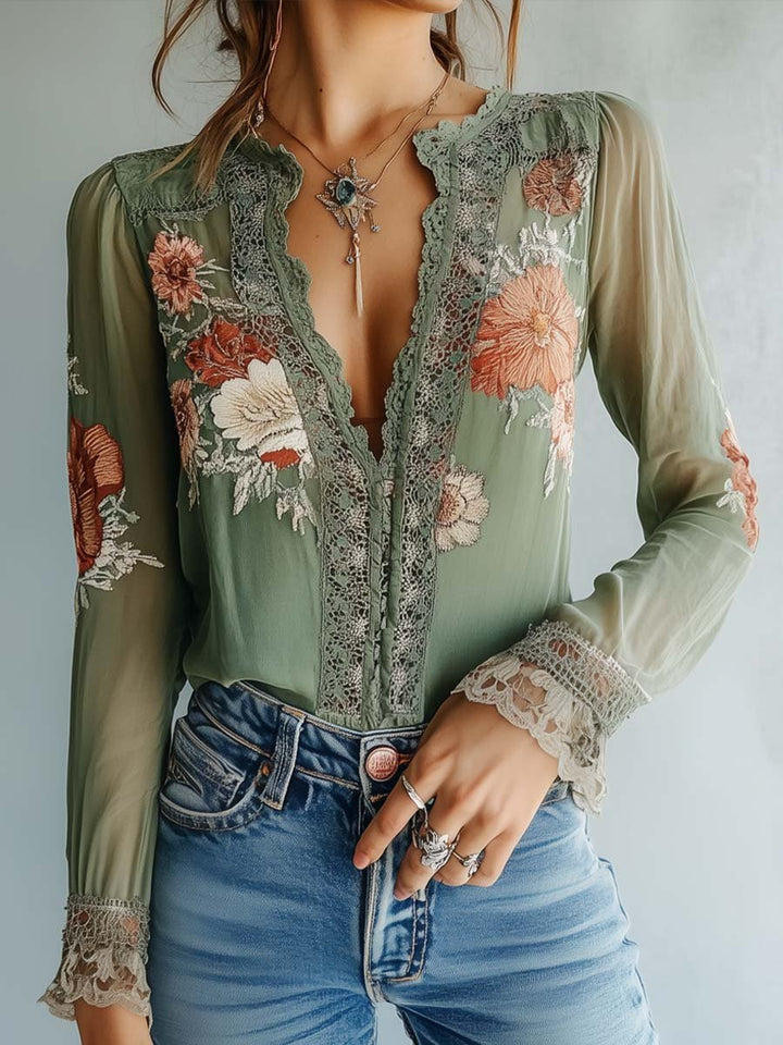 Floral Bohemian Blouse for Women
